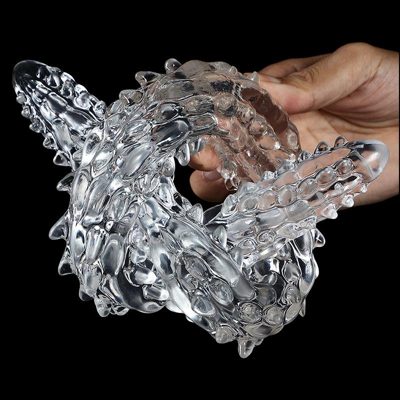 DILDO 2 ĐẦU TRONG SUỐT GAI JIUJING