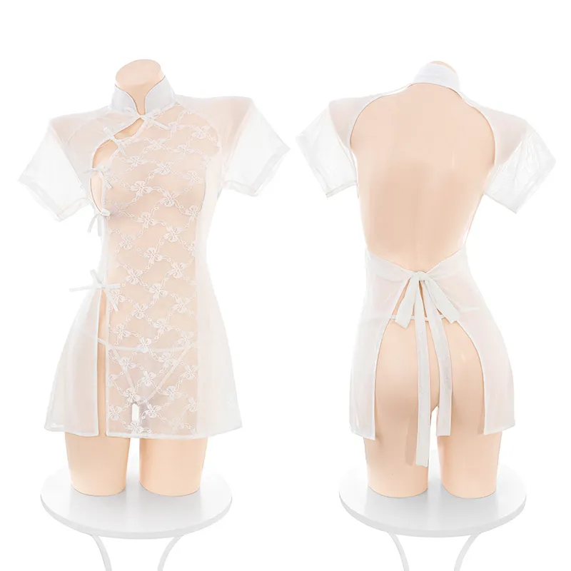 BỘ SƯỜN XÁM REN LƯỚI XUYÊN THẤU HỞ LƯNG XẺ TÀ CAO GỢI CẢM 6232
