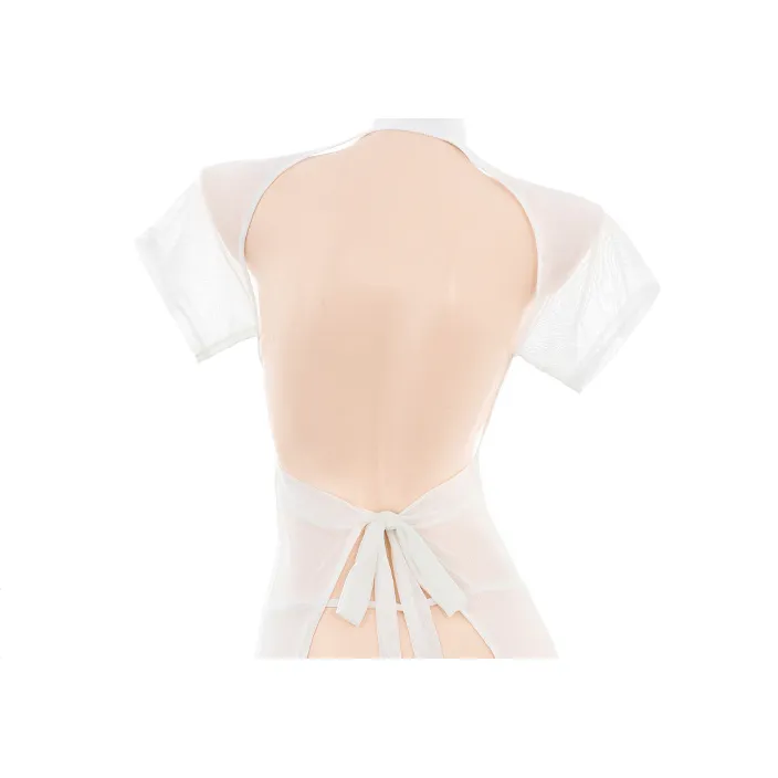 BỘ SƯỜN XÁM REN LƯỚI XUYÊN THẤU HỞ LƯNG XẺ TÀ CAO GỢI CẢM 6232