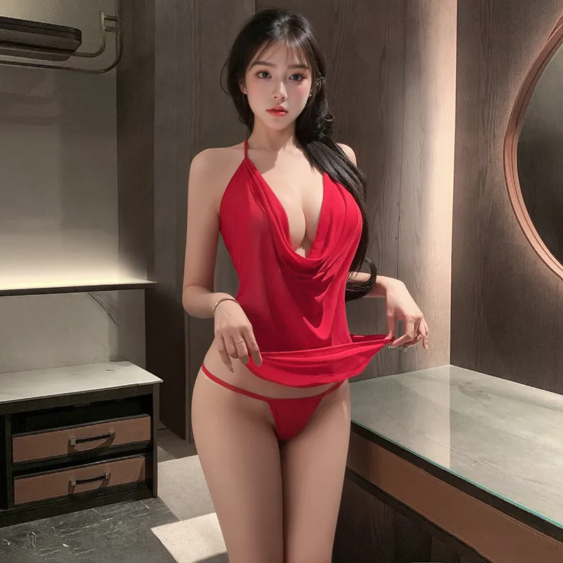 VÁY NGỦ YẾM CỔ ĐỔ DÂY BUỘC XUYÊN THẤU QUYẾN RŨ 7770