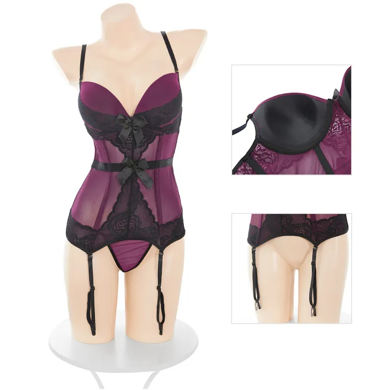 CORSET REN HOA DÂY TREO TẤT NÂNG NGỰC GỢI CẢM 7707