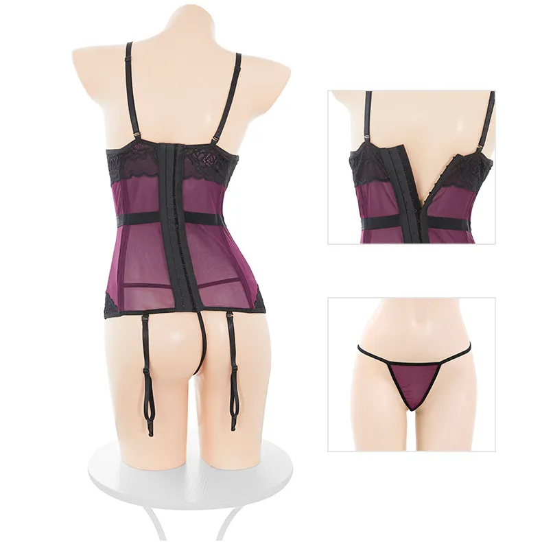 CORSET REN HOA DÂY TREO TẤT NÂNG NGỰC GỢI CẢM 7707