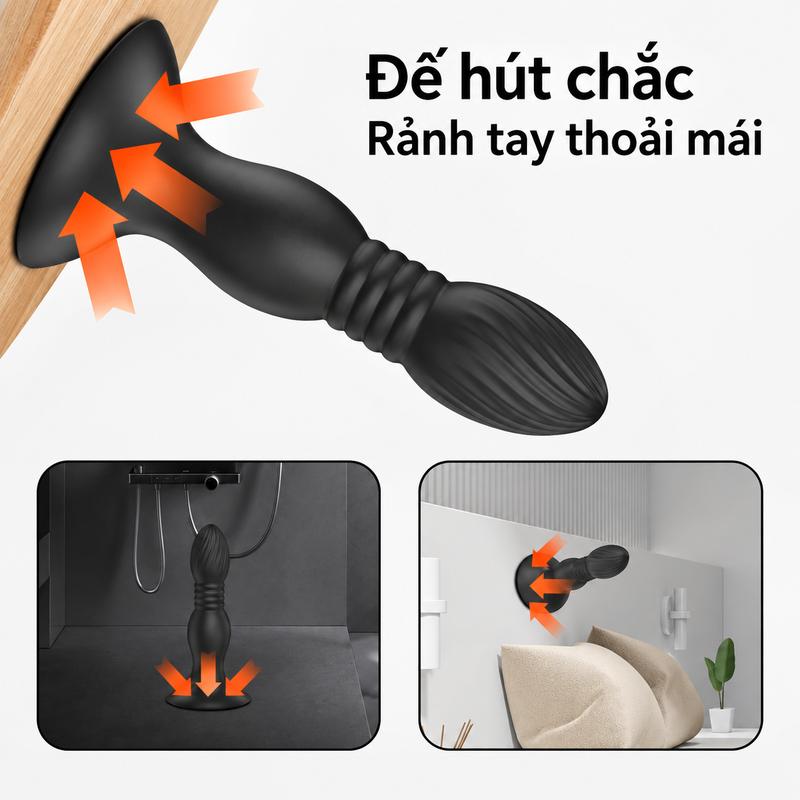 BUTT PLUG KLINS RUNG THỤT ĐIỀU KHIỂN TỪ XA ĐẾ HÚT