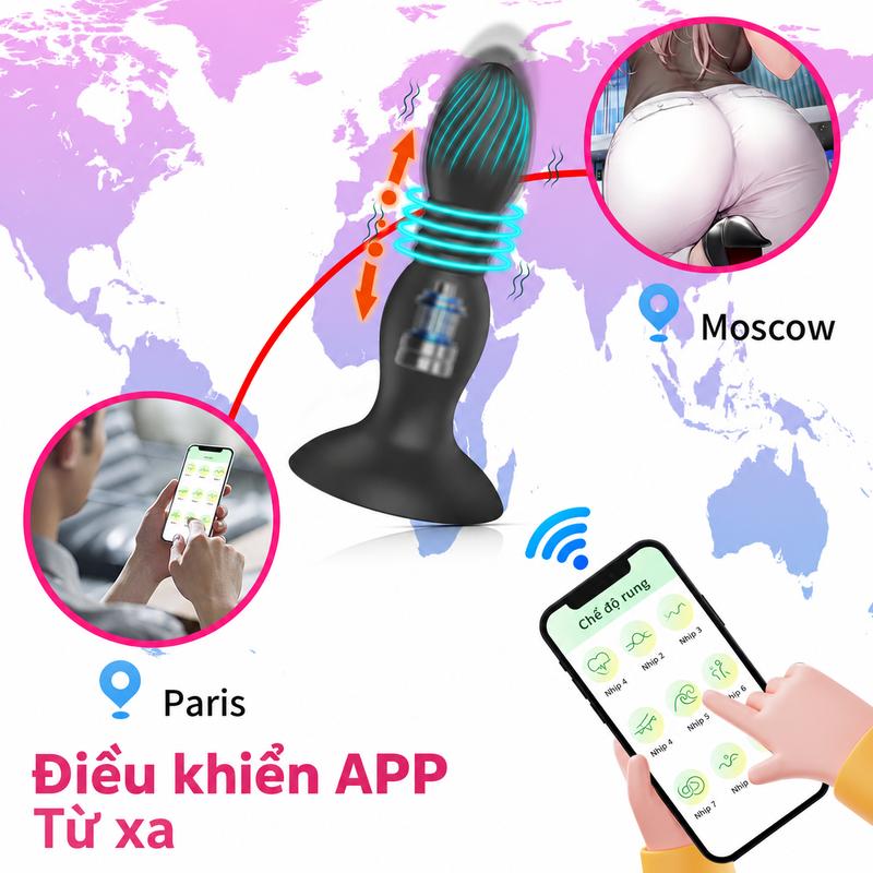 BUTT PLUG KLINS RUNG THỤT ĐIỀU KHIỂN TỪ XA ĐẾ HÚT
