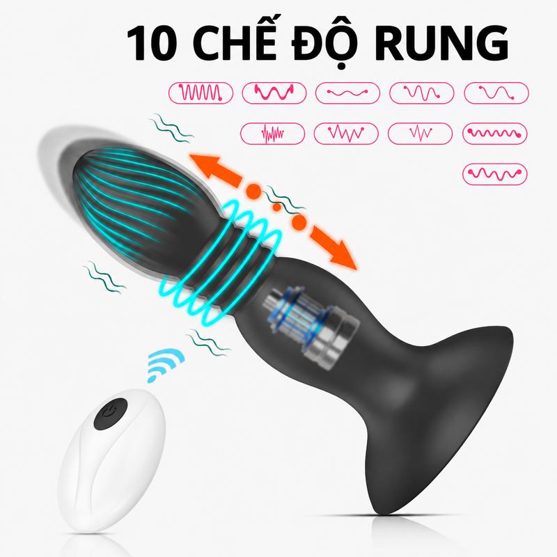 BUTT PLUG KLINS RUNG THỤT ĐIỀU KHIỂN TỪ XA ĐẾ HÚT