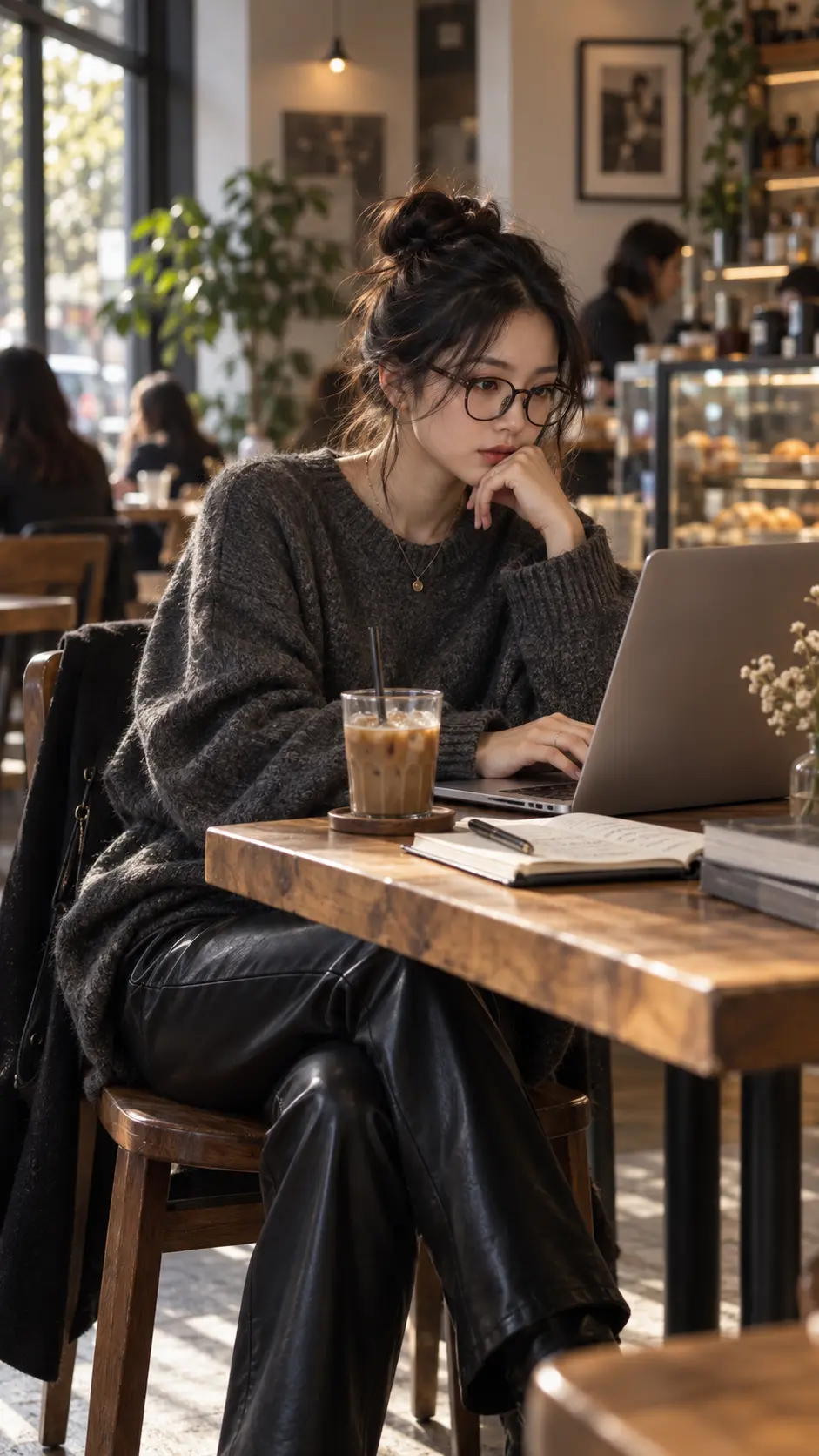 Quần da trong phong cách kink đời thường tại quán cà phê