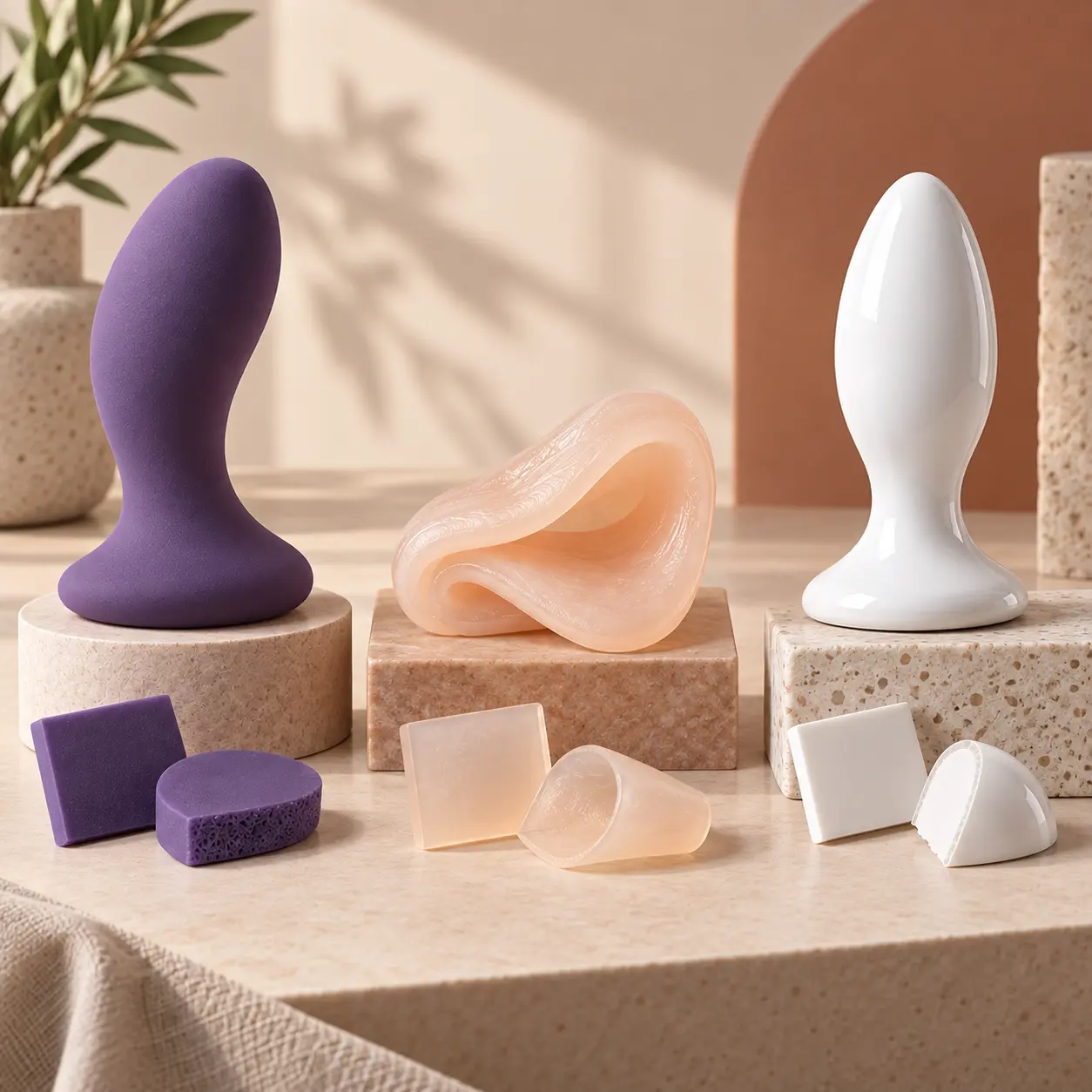 Silicone TPE ABS đặt cạnh nhau để so sánh chất liệu sextoy